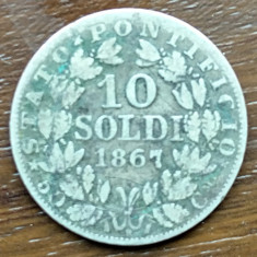 Moneda Vatican - 10 Soldi 1867 - Argint