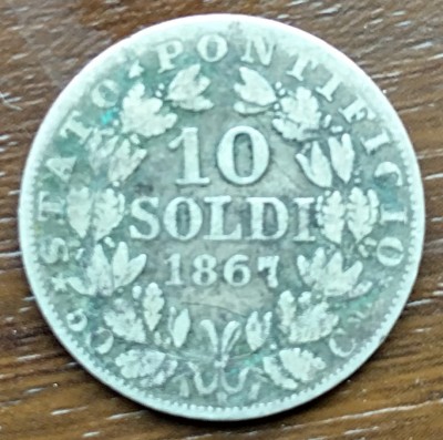 Moneda Vatican - 10 Soldi 1867 - Argint foto