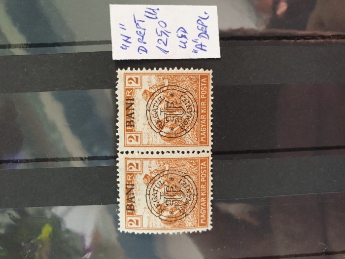 Rom&acirc;nia 1919 ocupația hungaria - cluj săcerătorii ;eroare; mnh 2 BANI &icirc;n pereche
