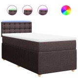 Cumpara ieftin Pat box spring cu saltea, maro inchis, 100x200 cm, textil