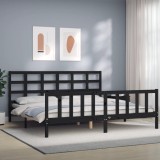 Cumpara ieftin Cadru de pat cu tăblie, negru, 180x200 cm, lemn masiv