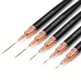 Cumpara ieftin Set 5 pensule nail art negre, varf fin pentru linii, pictura si decorarea unghiilor