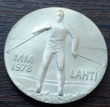 (A475) MONEDA ARGINT FINLANDA- 25 MARKKAA 1978, CAMPIONATUL DE SCHI NORDIC LAHTI, Europa