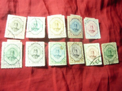 Lot 11 Timbre Iran Persia 1911 - Rege Ahmet Ghadsar Rahmen , stampilate foto