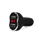 Incarcator bricheta auto telefon - 2 x USB, cu voltmetru - negru Best CarHome