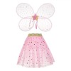 Set Deghizare Fetițe: Fustă Tutu Roz cu Stele + Aripi Aurii, 2 Piese, Halloween, Serbare, Carnaval