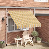 Copertină retractabilă manual, dungi galben și albastru, 250 cm