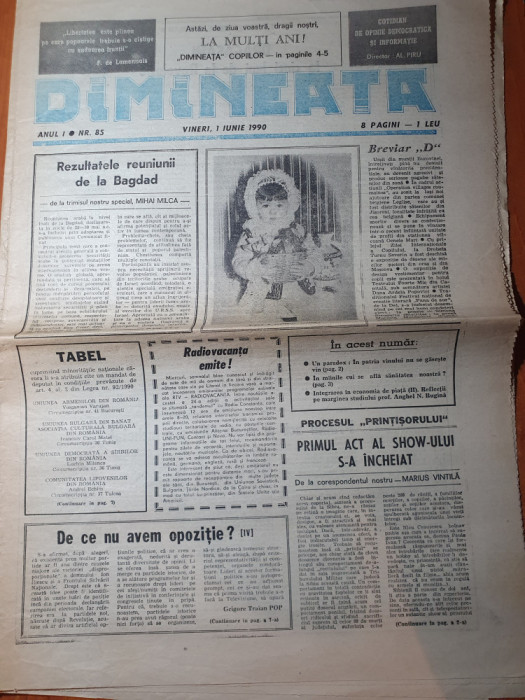 ziarul dimineata 1 iunie 1990-radiovacanta emite