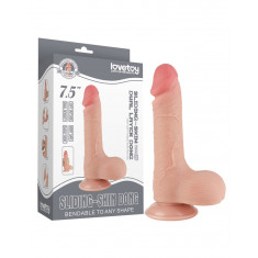 Dildo Realist Sliding-Skin, Ventuza Detasabila, TPE, Natural, 19.5 cm