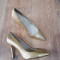 LICHIDARE STOC! Pantofi stiletto dama noi piele naturala auriu superbi 38