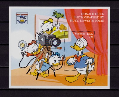 ✅ Maldive 1995 &amp;quot;60 ani ratoiul Donald &amp;quot; Disney ,colita 329 ,MNH foto
