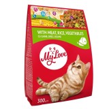 Hrana uscata pentru pisici, My Love, adult, mix de carne, orez si legume, 300 g