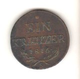 SV * Austria 1 EIN KREUZER 1816 S * Imparatul Franz II * XF + (conform varstei), Europa, Cupru (arama)