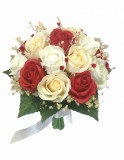 Buchet mediu personalizabil cu trandafiri si floarea miresei (Rosu, Alb, Crem), Eventissimi&reg;