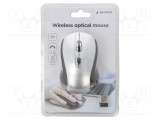 Mouse optic fără fir GEMBIRD USB A, negru/argintiu, 4 butoane, 10m