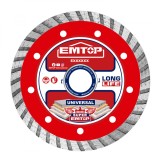 Disc Diamantat EMTOP EDDC031252, Diametru 125mm, Taiere Umeda/Uscata, Latimea Lamei 10mm, Pentru Beton, Piatra, Caramida si Piatra, Lama Durabila, Ide