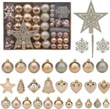 Set de 78 globuri de Craciun ROSELEAF, auriu/argintiu, plastic
