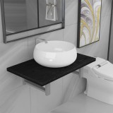 vidaXL Set mobilier de baie, 2 piese, negru, ceramică