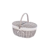 Cumpara ieftin Cos depozitare lemn salcie gri textil crem 40,5 x 30 x 36 cm