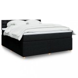VidaXL Pat box spring cu saltea, negru, 180x200 cm, catifea