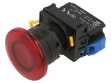 Comutator acţionat prin apăsare 22mm Poz.i stab: 1 NO roşie