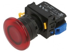 Comutator acţionat prin apăsare 22mm Poz.i stab: 1 NO roşie