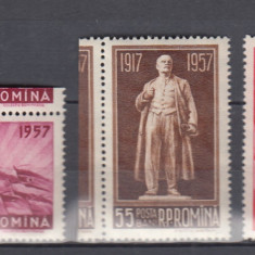 ROMANIA 1957 LP 443 - 40 DE ANI REVOLUTIA SOCIALISTA SERIE EROARE DANTELURA MNH