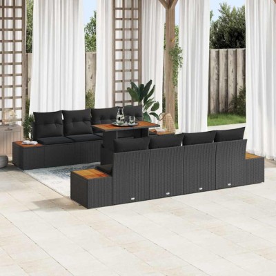 vidaXL Set de masă pentru grădină 9 pcs Negru și Maro 100 x 55 x 73 cm 3350050 foto