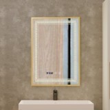 Oglinda LED Touch Bruno Sistem Dezaburire, Ceas si Temperatura 60x80 cm Rama Argintiu Brushed, S84/60X80 ModernLight Concept