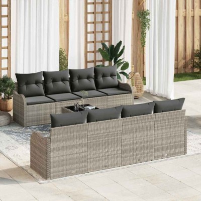 vidaXL Set de canapele pentru grădină 9 pcs Gri deschis și gri &amp;icirc;nchis 3354301 foto