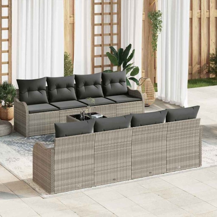 vidaXL Set de canapele pentru grădină 9 pcs Gri deschis și gri &icirc;nchis 3354301
