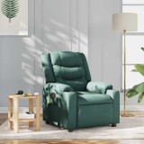 VidaXL Fotoliu de masaj rabatabil, verde &icirc;nchis, material textil