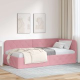 Cumpara ieftin Cadru de pat coltar cu headboard Roz 90 x 200 cm Catifea