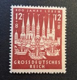 Germania (Grossdeutsches Reich 1943)"800 Jahre L&uuml;beck / Turnurile și Corăbiile Hanseatice" (12+8Pf Roșu, MINT / Neștampilat) CLK1