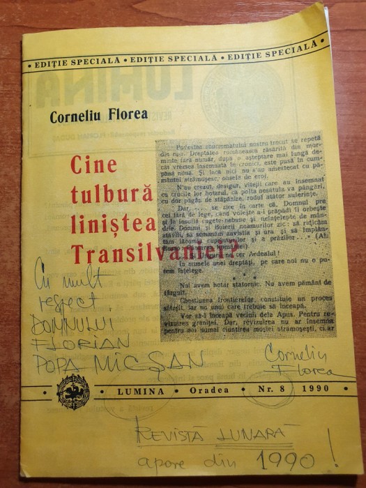 cine tulbura linistea transilvaniei -1990 corneliu florea cu semnatura autorului