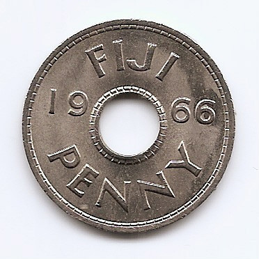 Fiji 1 penny 1966 - Elizabeth II - Cupru-nichel, B11, 26 mm KM-21 (2) foto