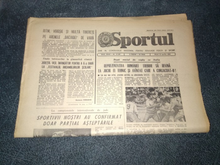 ZIARUL SPORTUL 12 APRILIE 1983