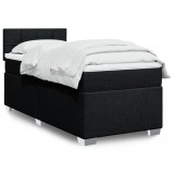 VidaXL Pat box spring cu saltea, negru, 90x190 cm, textil