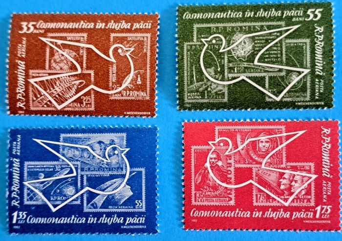 TIMBRE ROM&Acirc;NIA LP541/1962-Cosmonautica in slujba pacii -serie simplă-MNH