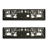 Set 2 Suport Numar Inmatriculare Auto Negru Mega Drive, Rama 520x133mm, Polipropilena, Fixare Placuta