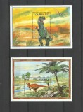 GAMBIA 1995 ANIMALE PREISTORICE DINOZAURI, Nestampilat