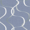 Tapet modern, linii curbate, albastru, gri, argintiu, living, Luna II, 10244-08