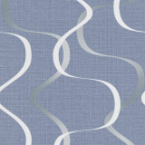 Tapet modern, linii curbate, albastru, gri, argintiu, living, Luna II, 10244-08, Erismann