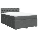 Cumpara ieftin Pat continental cu saltea, gri inchis, 160x200 cm, tesatura