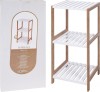 Raft de Baie cu 3 Nivele, Cadru din Bambus si MDF Alb, Design Compact