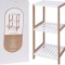 Raft de Baie cu 3 Nivele, Cadru din Bambus si MDF Alb, Design Compact