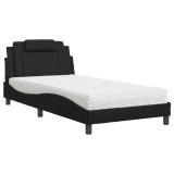 Cumpara ieftin Pat, Viana, cu saltea, negru, 100x200 cm, piele ecologica