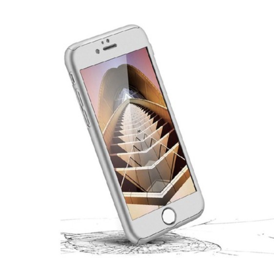Husa FullBody MyStyle Silver pentru Apple iPhone SE2, acoperire completa 360 grade cu folie de protectie
