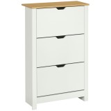 HOMCOM Raft pentru pantofi cu 3 compartimente, capacitate 18 perechi, 72x26x112 cm, alb + maro | Aosom Romania