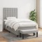 vidaXL Pat box spring cu saltea, gri deschis, 90x190 cm, textil 3136877